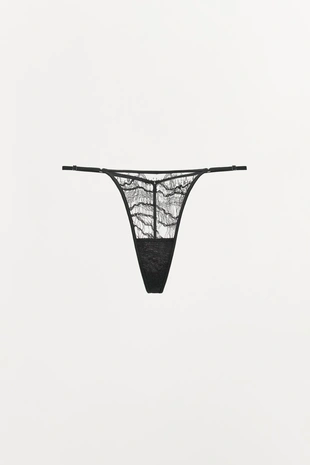 Black | 1067/654/800 - Zara Кружевные трусы танга LIMITED EDITION