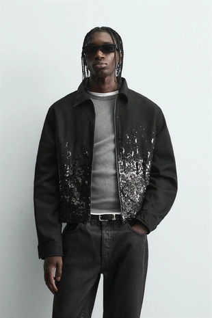 Укороченная куртка с пайетками- Заказать в России