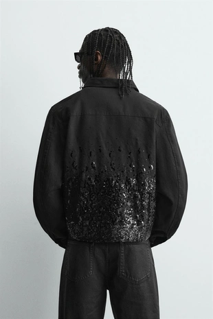 Укороченная куртка с пайетками- Заказать в России