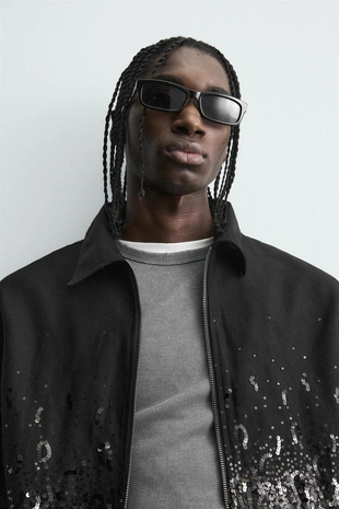 Укороченная куртка с пайетками- Заказать в России