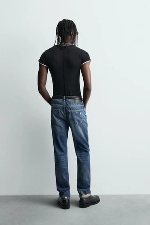 Mid-blue | 6688/324/427 - Zara Джинсы SLIM FIT с разрезами