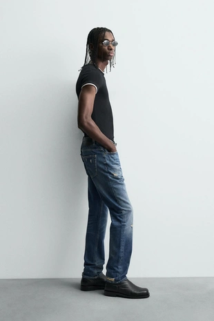 Джинсы SLIM FIT с разрезами- Заказать в России