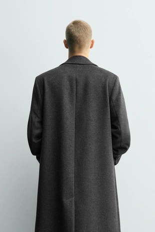 Двубортное пальто из смесовой шерсти- Заказать в России