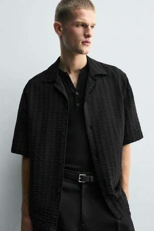 Рубашка в полоску с текстурой- Заказать в России