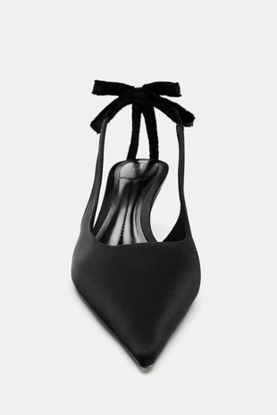 Атласные туфли-мюли с бантом- Заказать в России