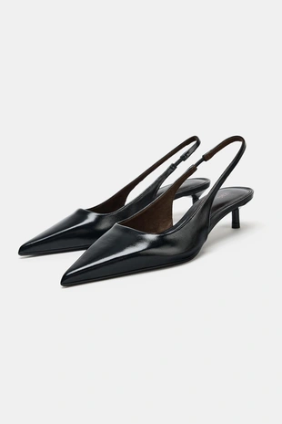 Black | 1264/610/800 - Zara Кожаные туфли-мюли