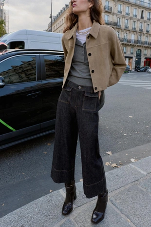 Джинсы Z1975 CULOTTE со средней посадкой и клапанами на карманах- Заказать в России