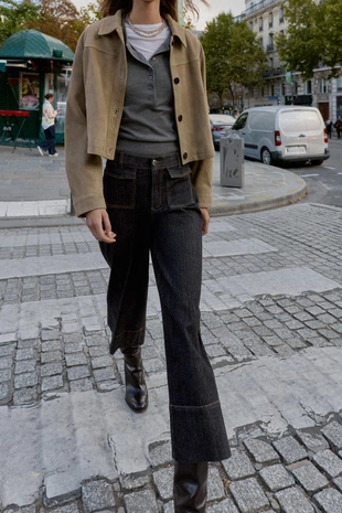 Джинсы Z1975 CULOTTE со средней посадкой и клапанами на карманах- Заказать в России