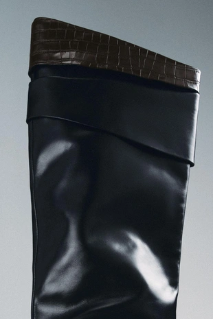 Black | 1026/610/800 - Zara Высокие кожаные сапоги — LIMITED EDITION