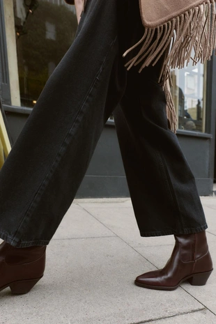 Купить Zara Кожаные ботильоны в ковбойском стиле