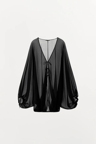 Топ из жоржета с объемными рукавами, ограниченная серия- Заказать в России