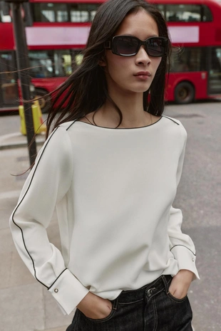 Купить Zara Блуза из крепа с контрастными деталями