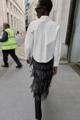 White | 8372/308/250 - Zara Рубашка из поплина с декоративными пуговицами