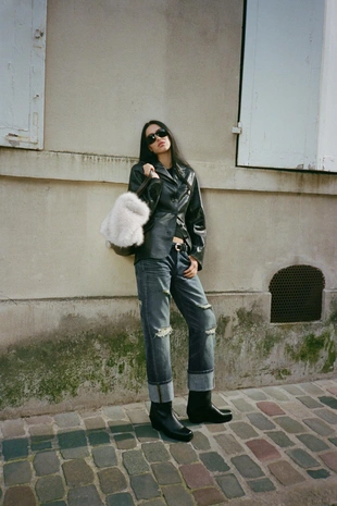 Блейзер облегающего кроя из кожи- Заказать в России