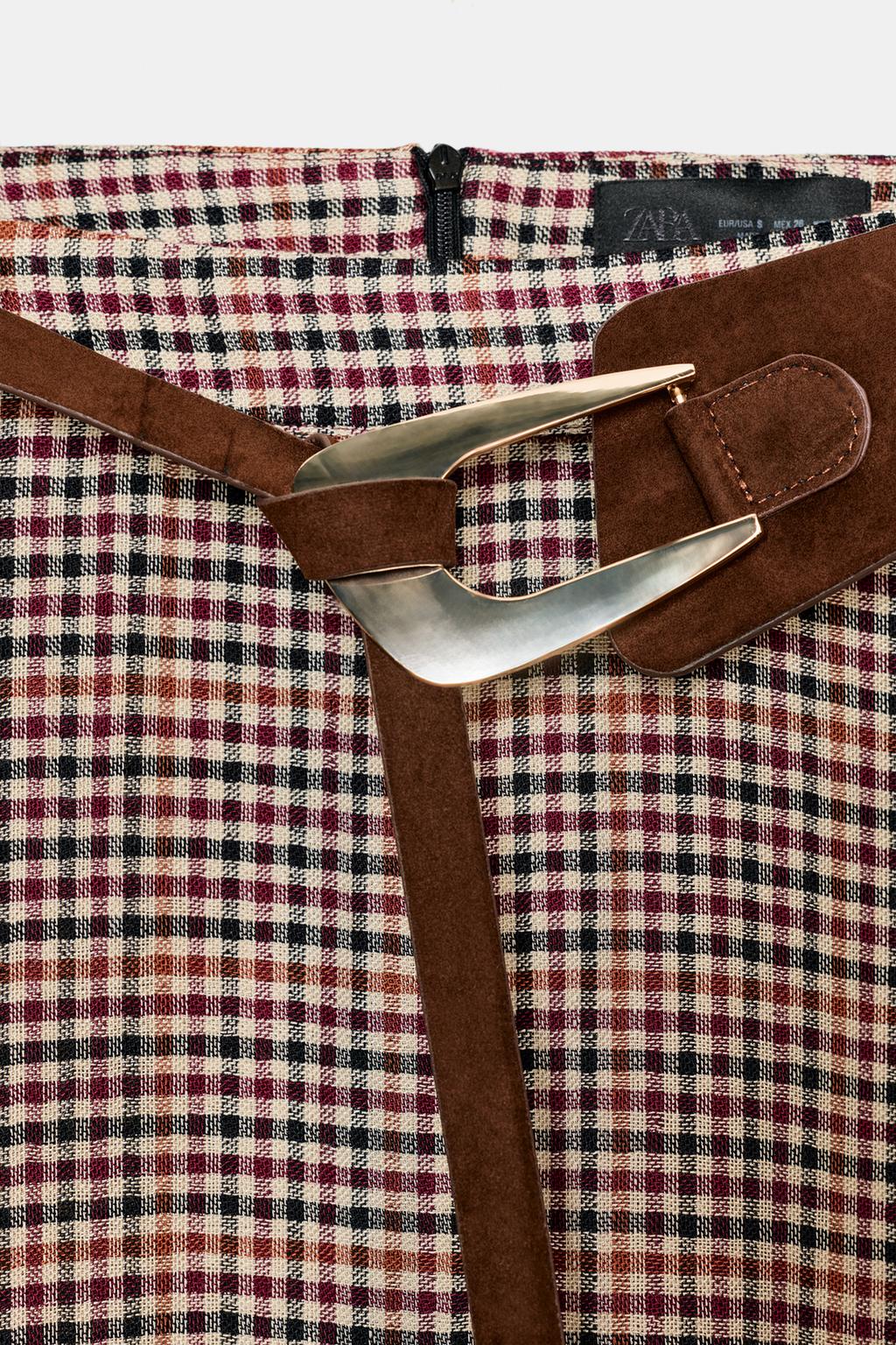 ЮБКА В КЛЕТКУ С РЕМНЕМ