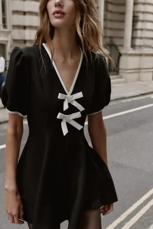 Купить Zara Мини-платье с контрастными бантами