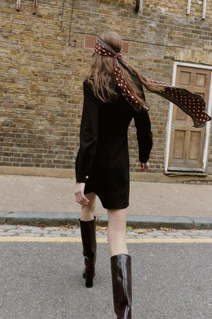 Black | 4745/227/800 - Zara Платье из крепа облегающего кроя