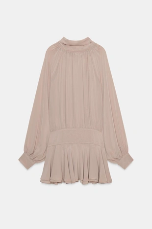 Короткое платье из струящейся ткани с завязками- Заказать в России