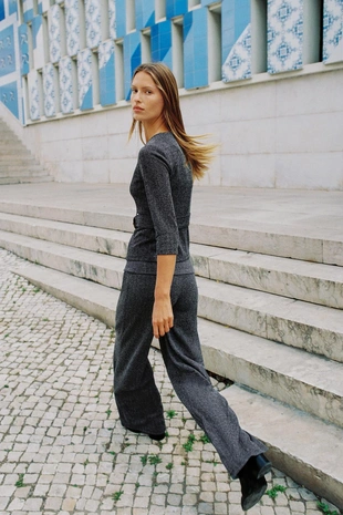 Dark grey | 3644/194/922 - Zara Брюки прямого кроя из саржи