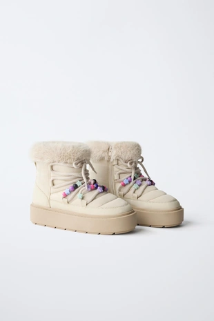 Купить Zara Ботинки с бисером и искусственным мехом