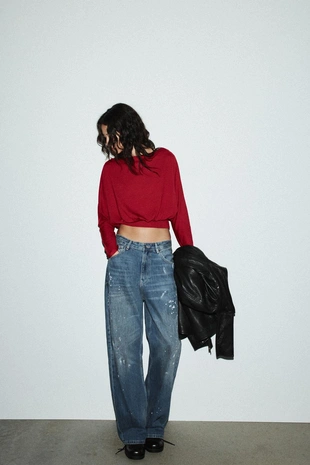 Dark red | 5063/890/641 - Zara Мягкий свитер с длинными рукавами