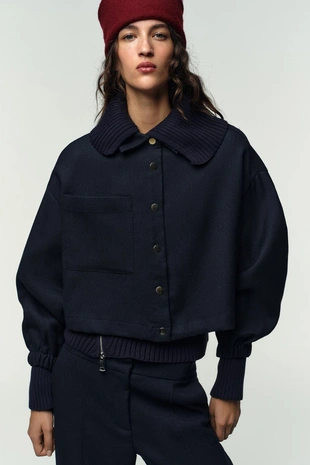 Navy blue | 4387/386/401 - Zara Брюки прямого кроя с декоративной строчкой