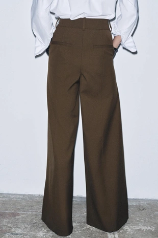Dark khaki | 8428/646/507 - Zara Брюки с высокой посадкой — ZW COLLECTION