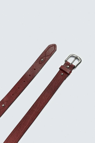 Red | 5919/328/600 - Zara Кожаный ремень в винтажном стиле