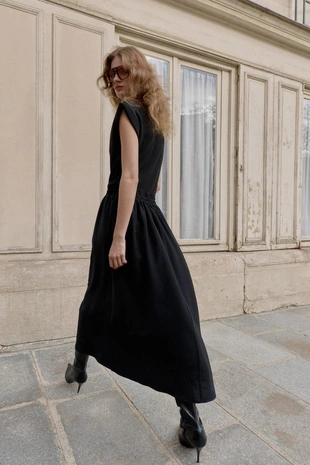 Длинное комбинированное платье- Заказать в России