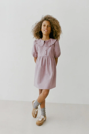 Платье в клетку виши с круглым воротником- Заказать в России