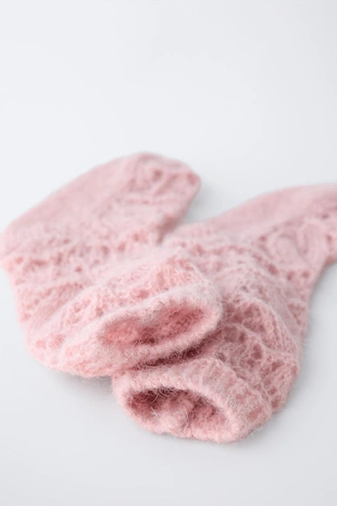 Dusty pink | 5213/676/676 - Zara Носки из толстого вязаного шерстяного мохера и альпаки