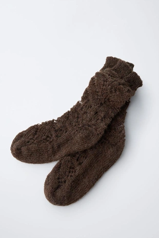 Brown | 5213/676/700 - Zara Носки из толстого вязаного шерстяного и альпака
