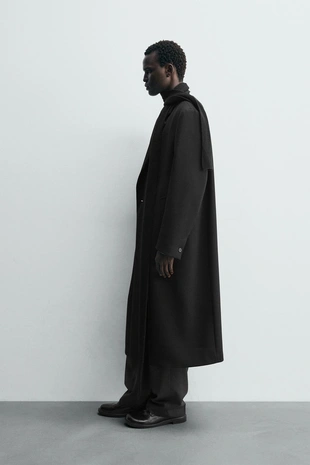 Двубортное пальто RELAXED FIT- Заказать в России