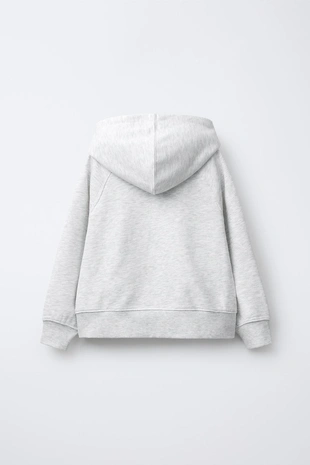 Grey marl | 3402/711/812 - Zara Комплект из толстовки с капюшоном и брюк-джоггеров с сердцем