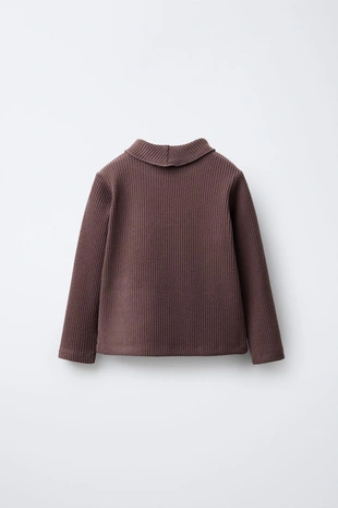 Купить Zara Футболка в рубчик с воротником-стойкой