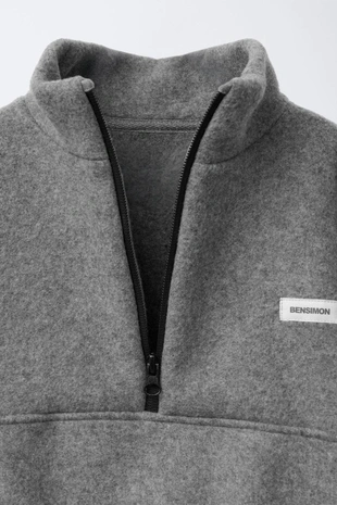 Grey marl | 6722/663/803 - Zara Толстовка из поларфлиса с нашивкой BENSIMON ® X ZARA