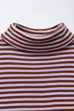 Pink | 5767/704/620 - Zara Лонгслив в полоску с воротником-стойкой BENSIMON ® X ZARA