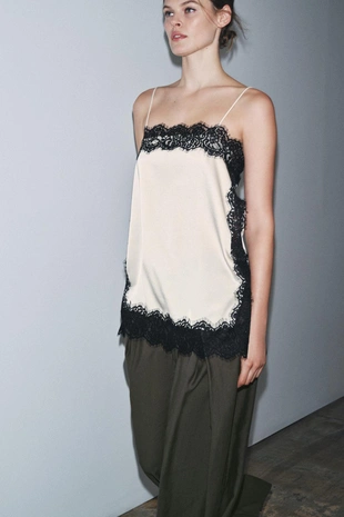 Атласный топ с кружевом — ZW COLLECTION- Заказать в России