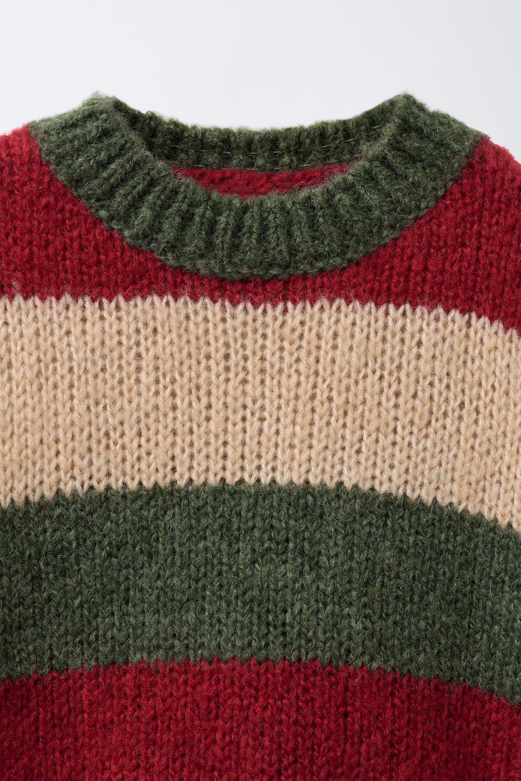 ВЯЗАНЫЙ СВИТЕР В ПОЛОСКУ С ШЕРСТЬЮ