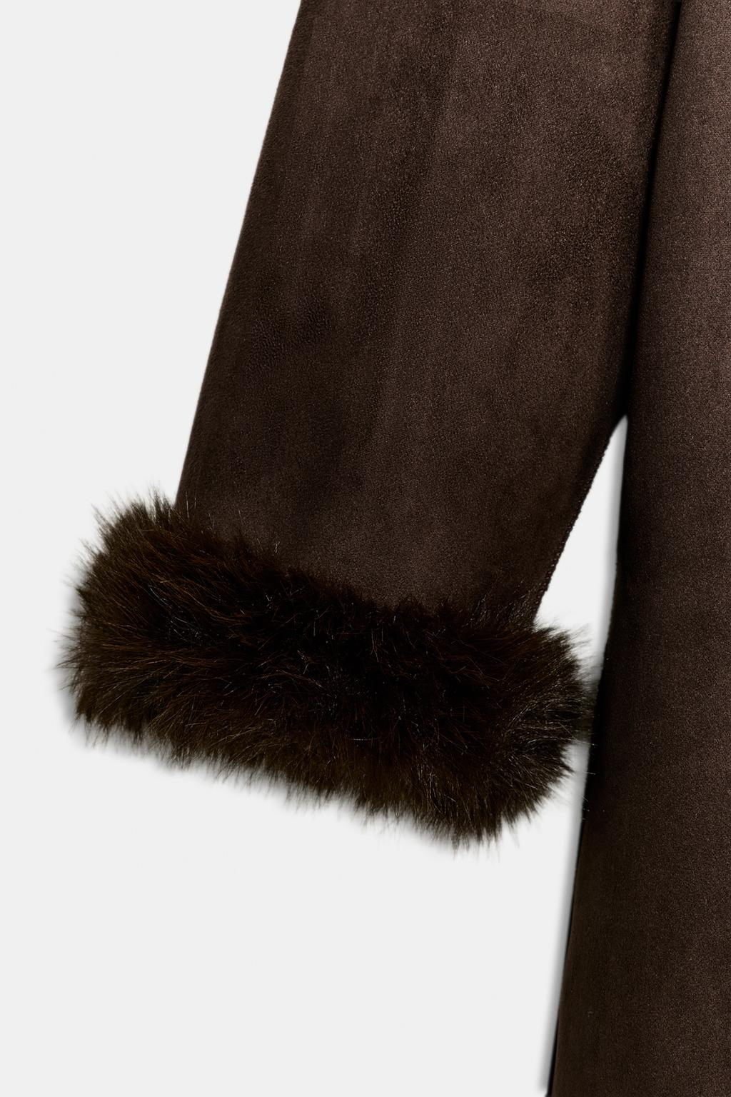 ПАЛЬТО ИЗ ИСКУССТВЕННОГО МЕХА С ПОЯСОМ — ZW COLLECTION