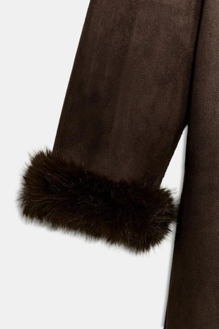 Пальто из искусственного меха с поясом — ZW COLLECTION- Заказать в России