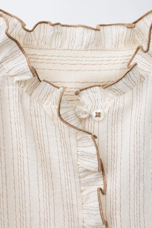 Light tan | 6225/258/708 - Zara Рубашка в полоску с воланами BENSIMON ® X ZARA