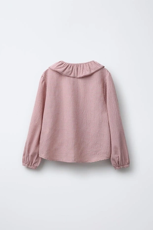 Купить Zara Рубашка с двойным отложным воротником в клетку BENSIMON ® X ZARA
