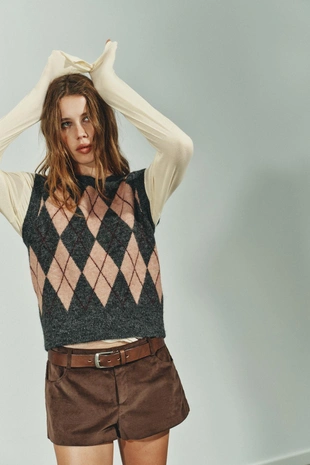 Купить Zara Трикотажный жилет с узором «ромбы»
