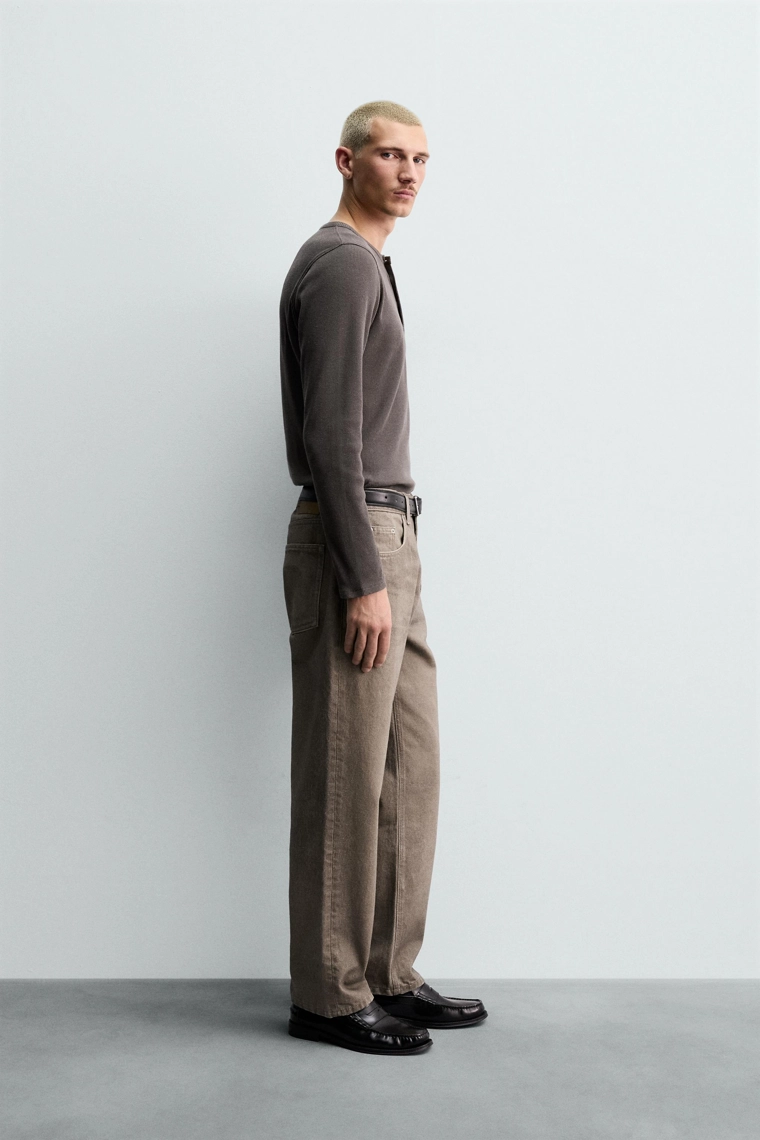 Футболка с воротником-стойкой из хлопка и конопли