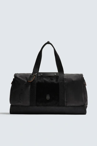 Black | 3358/620/800 - Zara Сумка-торба из ткани с деталями из овечьей шкуры ZARA