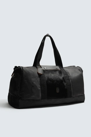 Сумка-торба из ткани с деталями из овечьей шкуры ZARA- Заказать в России