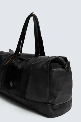 Сумка-торба из ткани с деталями из овечьей шкуры ZARA- Заказать в России