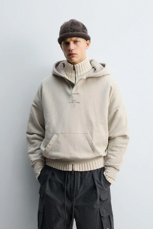 Худи с карманом на молнии CONTRAST POUCH POCKET X SR_A- Заказать в России