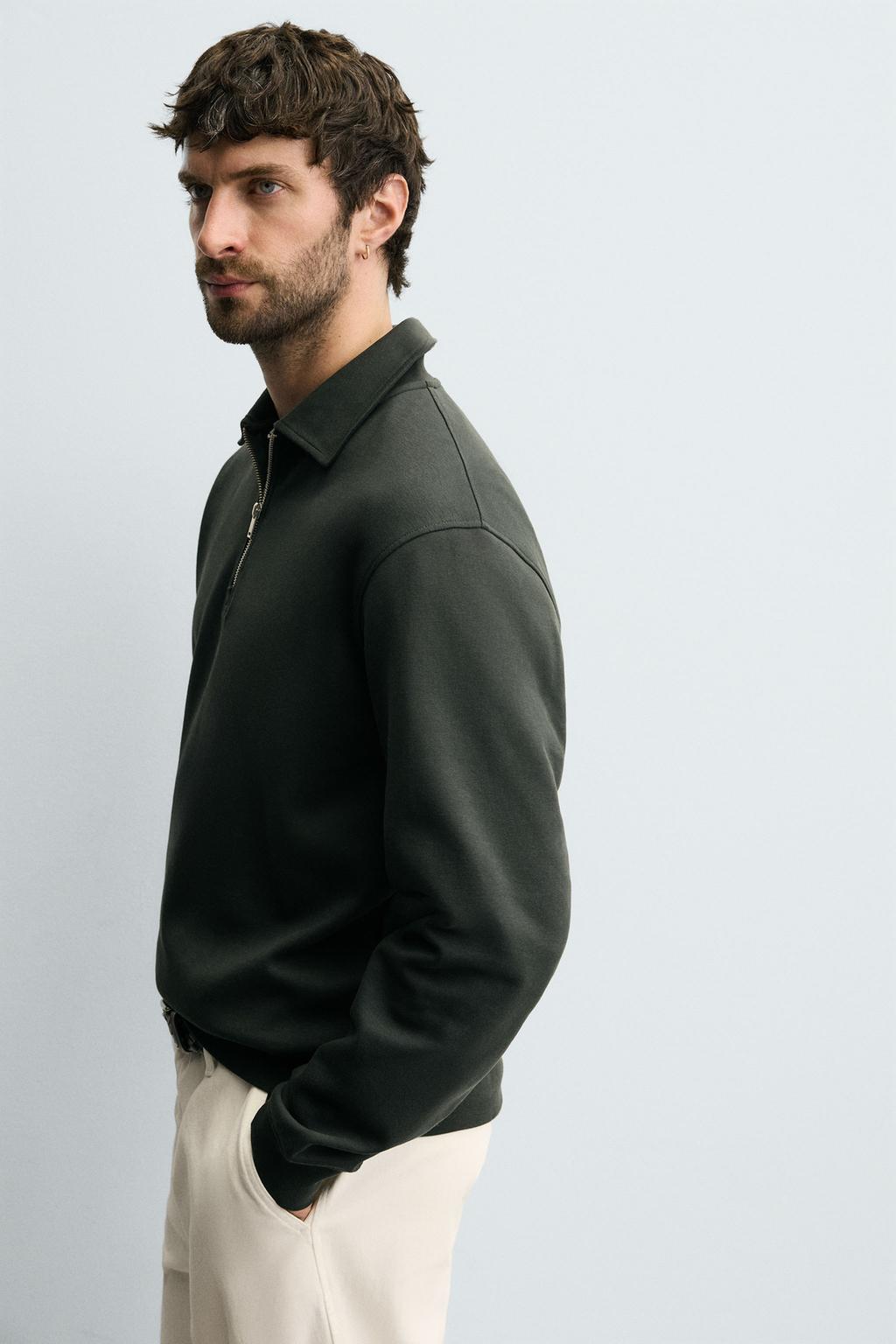 Поло-свитшот с застежкой на молнию и воротником клиппа